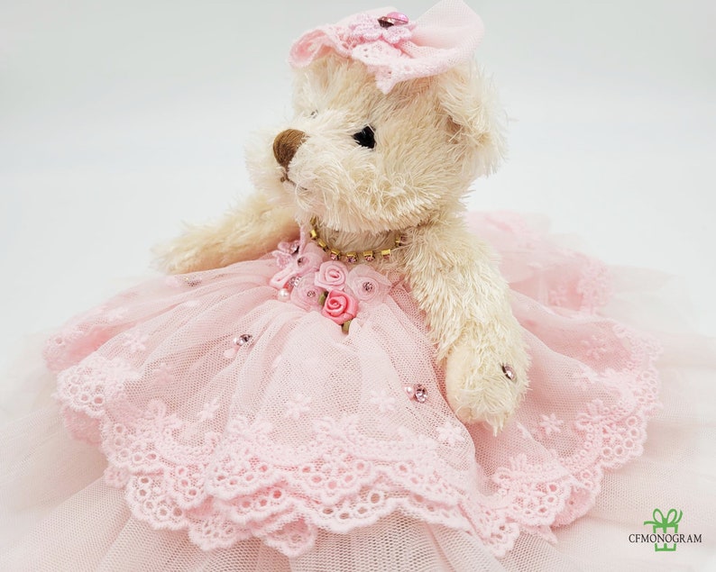 8 Personalized Birthday Teddy Bear, Quince Años Quinceañera Last Doll, Sweet 16 Teddy Bear,Birthday teddy gift, Victorian Teddy Bear, Tulle image 3