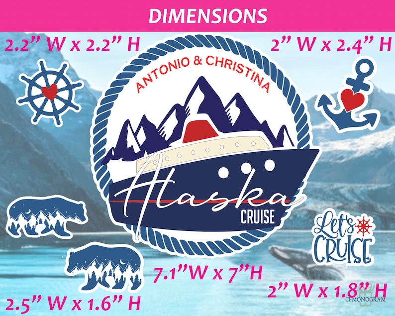 Personalized Alaska Cruise Door Magnets/ Alaska Cruise Magnet/ Alaska Cruiser Magnet/ Couples Cruise Decor, Wedding Cruise Magnet image 2