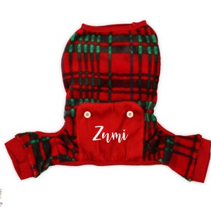 Pet Pajamas for Dogs, Personalized Dog pajama, Personalized Red Buffalo Plaid Pet Pajamas, Custom Dog Pjs, Dog clothes for small dogs