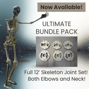 May include: A full skeleton joint set, including elbows and neck, is featured in this image. The text "Now Available!" and "ULTIMATE BUNDLE PACK" are displayed. The text "Full 12' Skeleton Joint Set! Both Elbows and Neck!" is also visible.