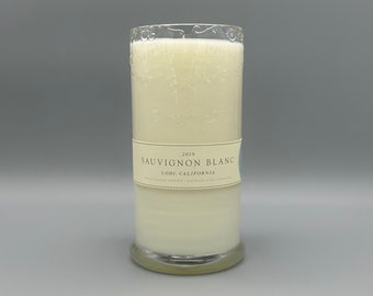 Michael David Winery Sauvignon Blanc Handmade Candle- Repurposed Bottle