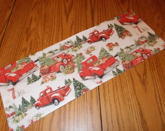 approx. 7.5 X 20 Christmas quilt style block birds trees paisley wreaths pine branches handmade MINI table runner toilet tank topper
