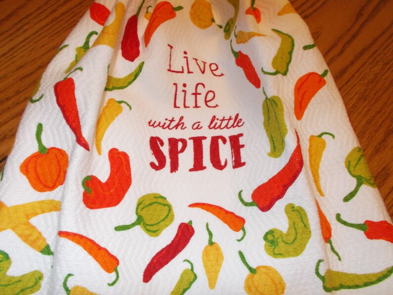 Double Hot Chili Pepper Kitchen Towel Script Home Décor Etsy