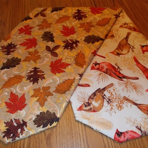 Autumn Christmas handmade table runner- measures 13&quot; X 42.5&quot;