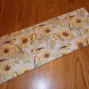American Goldfinch Sunflower handmade- toilet tank topper- approx. 7.5" X 20"