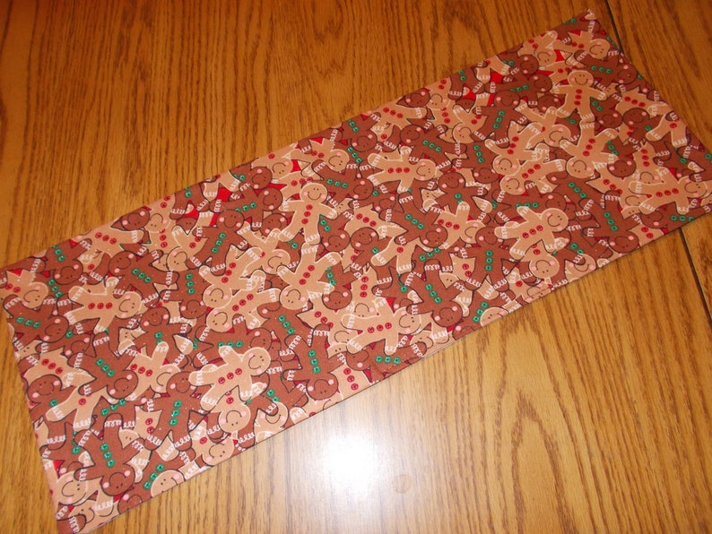 Christmas Gingerbread Men Cookie handmade MINI table runner toilet tank topper approx. 7.5 X 20