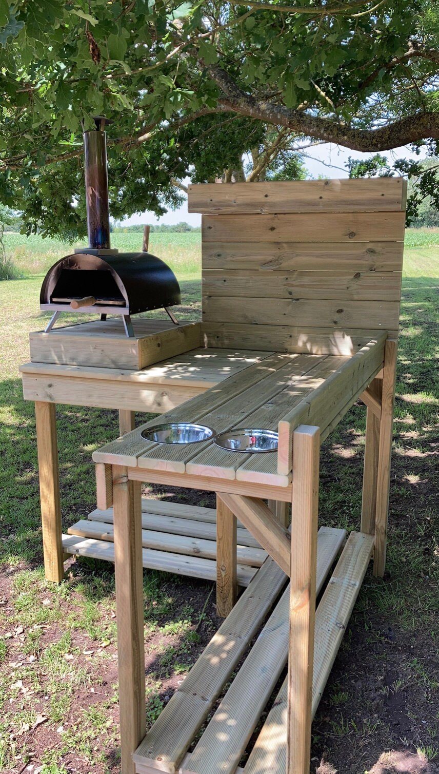 L shape pizza oven tables pizza oven unit with bowls raised Etsy