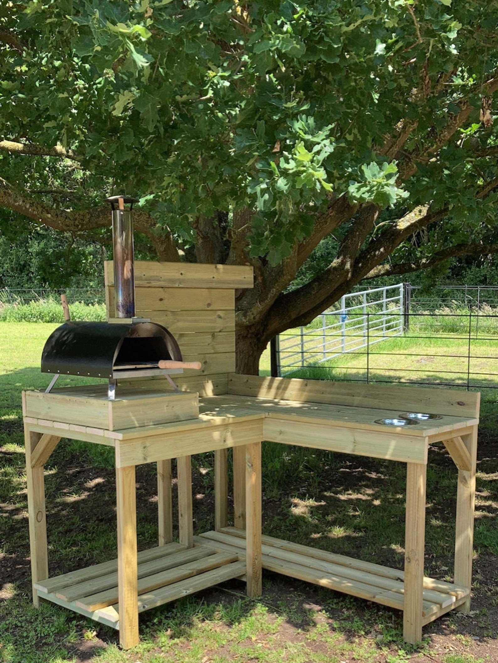 L shape pizza oven tables pizza oven unit with bowls raised Etsy