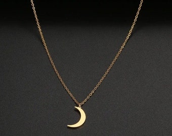 Moon Necklace • Crescent Moon Necklace • Dainty Gold Moon Pendant