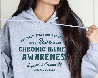 Vintage Chronic Illness Hoodie, Men's Chronic Illness Awareness, Spoonie Hoodie, Gender Neutral Spoonie, Chronic Illness Sweatshirt