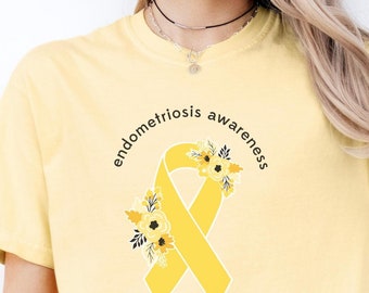 Endometriosis Awareness Shirt, Endometriosis Shirt, Endometriosis Awareness Ribbon Shirt, Floral Awareness Ribbon, Comfort Colors Shirt