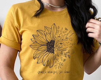 Growth Amongst The Chaos Shirt, Floral Chronic Illness Shirt, Mental Health Shirt, Sunflower Shirt, Chronic Pain Gift, Mental Health Matters