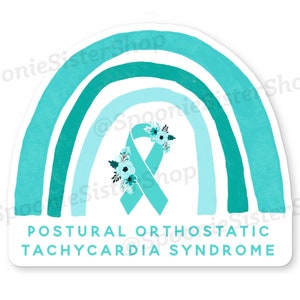 POTS Rainbow Sticker, POTS Awareness Stickers, Postural Orthostatic Tachycardia Syndrome, POTS Sticker, Teal Awareness Ribbon, Dysautonomia