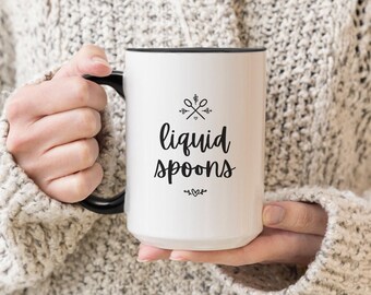 Liquid Spoons Mug, Spoonie Mug, Chronic Illness Coffee Mug, Large Coffee Mug, Spoonie Gift, Chronic Illness Gift, Spoon Theory, Spoonie Mugs