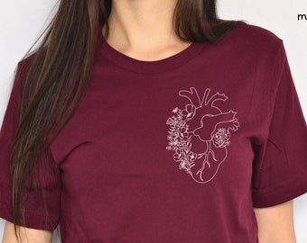 Heart Anatomy Shirt, Floral Heart Shirt, Cardiology, Cardiac Nurse, POTS Shirt, Congenital Heart Disease, Heart Surgery, Anatomical Heart
