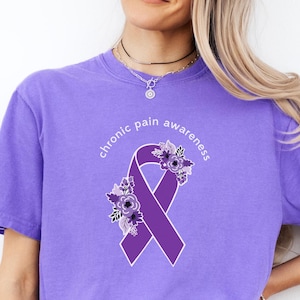 Chronic Pain Awareness Shirt, Chronic Pain Shirt, Chronic Pain Warrior TShirt, Floral Orange Awareness Ribbon T-Shirt, Comfort Colors Shirt
