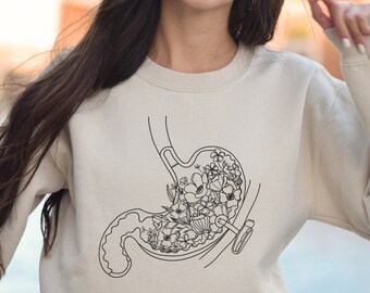 Sudadera con tubo G con botón, suéter con tubo G, tubo de gastrostomía de perfil bajo, conciencia sobre el tubo de alimentación, tubo gástrico, anatomía del estómago, suéter Tubie