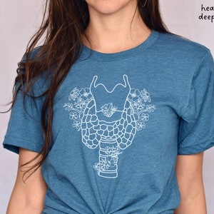 Thyroid Shirt, Floral Thyroid Anatomy Shirt, Thyroid TShirt, Hypothyroidism, Graves Disease, Thyroid Cancer, Hyperthyroidism, Endocrinology