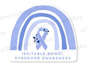 Rainbow IBS Sticker, Irritable Bowel Syndrome Decal, IBS Stickers, IBS Awareness Gift, Periwinkle Awareness Ribbon, Chronic Illness Sticker