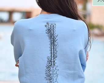 Floral Spinal Fusion Sweatshirt, Spinal Fusion Surgery Sweatshirt, Spinal Fusion Sweater, Scoliosis Sweater, Scoliosis Surgery, Spine Fusion