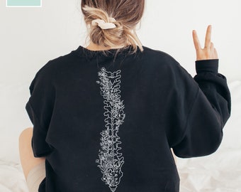 Floral Spine Sweatshirt, Spine Anatomy Sweater, Spine Sweater, Spine Surgery, Spinal Cord Injury, Degenerative Disc, Physical Therapist