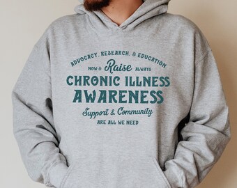 Vintage Chronic Illness Hoodie, Men's Chronic Illness Awareness, Spoonie Hoodie, Gender Neutral Spoonie, Chronic Illness Sweatshirt