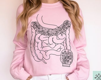 Floral Ostomy Sweatshirt, Colostomy Stoma Sweater, Ostomy Intestines Sweatshirt, Crohn's Disease, Ulcerative Colitis Sweater, Colon Cancer
