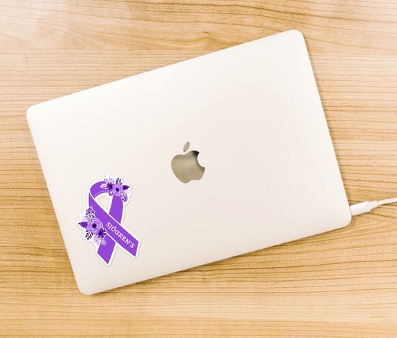 Sjogren’s Syndrome Gift Chronic Illness Sticker Floral Purple Awareness Ribbon Sjogrens Awareness Stickers Sjögren’s Sticker