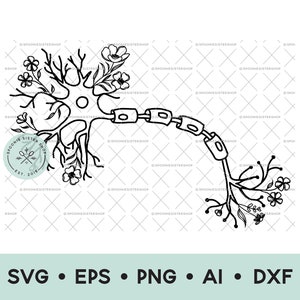 Floral Neuron Anatomy SVG, Neuron Anatomy Clip Art, Anatomical Neuron PNG, Flower Neuron Clipart, Neurology, Vector Art, Digital Download