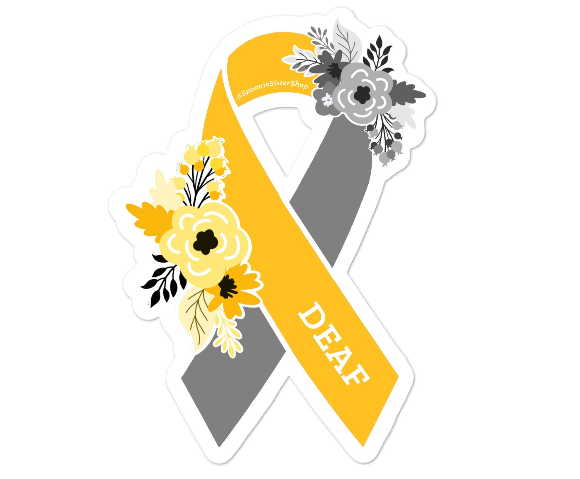 Deaf Sticker Deaf Awareness Ribbon Sticker Deaf Decal Deaf Etsy