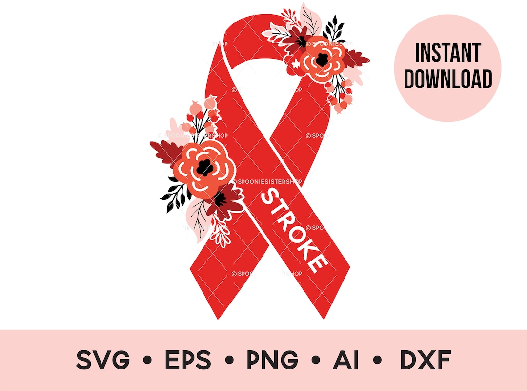 Stroke Awareness Ribbon SVG Stroke Ribbon Stroke (Instant Download) Etsy