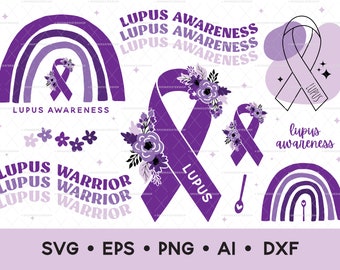 Lupus Awareness SVG Bundle, Lupus Clipart Bundle, Lupus Clip Art, Lupus Awareness Ribbon Digital Download, Vector Art, SVG Cut Files