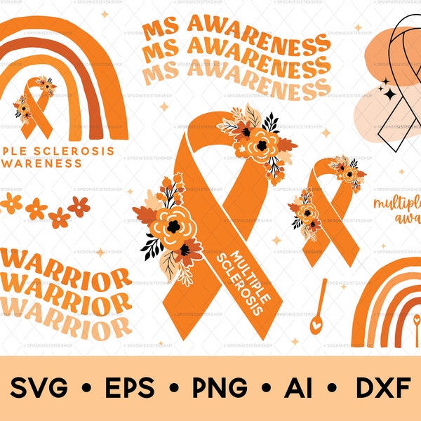 Multiple Sclerosis SVG Bundle, Multiple Sclerosis Awareness SVG, MS Awareness Clip Art Bundle, Digital Download, Commercial Use, Vector Art