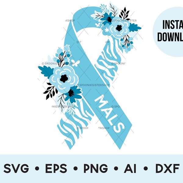 MALS Awareness Ribbon Svg, Median Arcuate Ligament Syndrome Awareness, MALS Ribbon Png, MALS Clip Art, Commercial Use Art, Digital Download