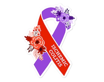 Ischemic Colitis Sticker, Ischemic Colitis Awareness Decal, IC Awareness Stickers, IC Decal, Chronic Pain Sticker, Red and Purple Awareness
