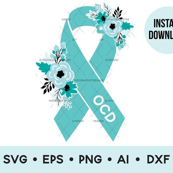 OCD Awareness Ribbon Svg, Obsessive Compulsive Disorder Awareness, OCD Ribbon Png, OCD Clipart, Commercial Use, Vector Art, Digital Download