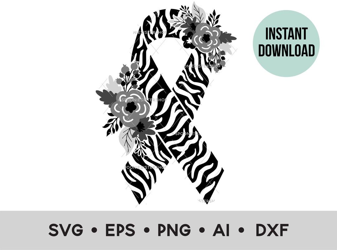 Zebra Awareness Ribbon SVG Rare Disease Awareness Ribbon SVG Etsy