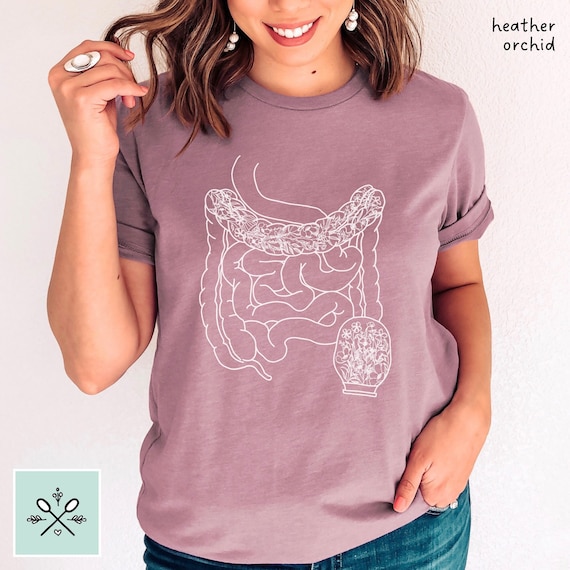 Colostomy Shirt, Floral Intestines Anatomy with Colostomy Bag TShirt, Ostomy Bag Shirt, Crohns Disease, Ulcerative Colitis, Colon Cancer