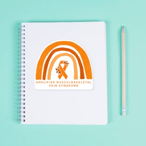 Rainbow AMPS Sticker, Amplified Musculoskeletal Pain Syndrome, AMPS Awareness Stickers, AMPS Decal, Orange Awareness Ribbon, Chronic Pain image 2