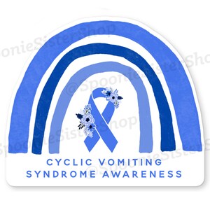 Rainbow CVS Sticker, Cyclic Vomiting Syndrome Awareness, Cyclic Vomiting Stickers, CVS Awareness Decal, Blue Awareness Ribbon Stickers