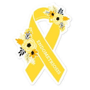 Endometriosis Sticker, Endo Awareness Stickers, Yellow Awareness Ribbon, Endo Warrior Gift, Endometriosis Sticker