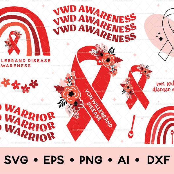 Von Willebrand Disease SVG Bundle, Von Willebrand Disease Awareness SVG, VWD Awareness Clip Art Bundle, Digital Download, Commercial Use