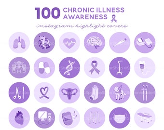 Chronic Illness Instagram Highlight Covers, Purple Covers, Chronic Illness Awareness, Health Highlight Cover, Medical Instagram Template