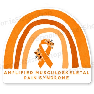 Rainbow AMPS Sticker, Amplified Musculoskeletal Pain Syndrome, AMPS Awareness Stickers, AMPS Decal, Orange Awareness Ribbon, Chronic Pain image 1