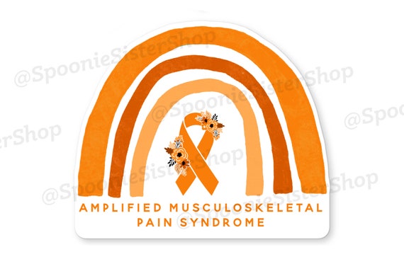 Rainbow AMPS Sticker, Amplified Musculoskeletal Pain Syndrome, AMPS Awareness Stickers, AMPS Decal, Orange Awareness Ribbon, Chronic Pain