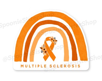 Multiple Sclerose Regenboog Sticker, MS Awareness Sticker, Multiple Sclerose Decal, Oranje Awareness Ribbon, Multiple Sclerose Stickers