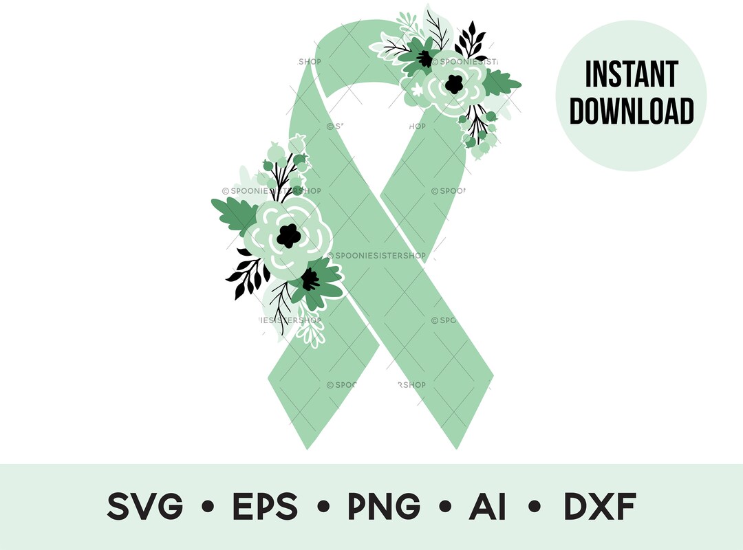 Mint Green Awareness Ribbon SVG Mint Green Ribbon PNG Mint Etsy