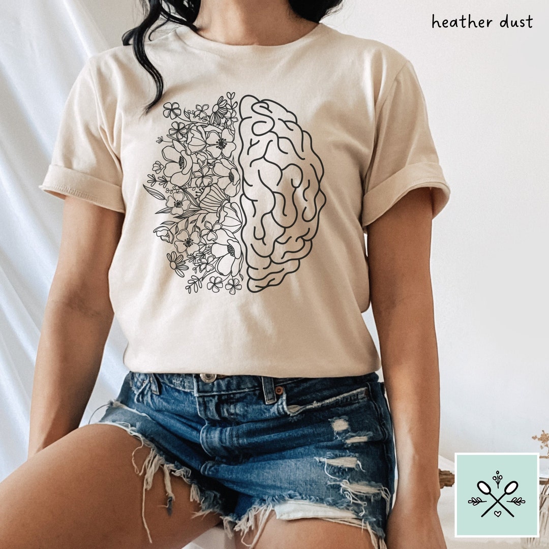 Brain Shirt, Floral Brain Anatomy Shirt, Brain Tshirt, Mental Health ...
