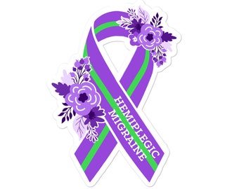 Autocollant de migraine hémiplgique, autocollants de conscience de migraine hémiplgique, conscience rare de mal de tête, décalque de ruban de conscience florale, douleur chronique