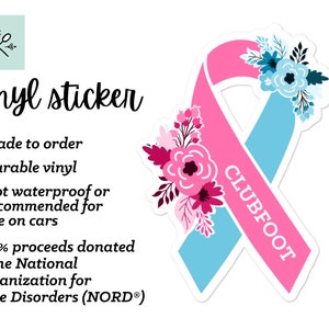 Clubfoot Awareness Sticker, Clubfoot Stickers, Floral Awareness Ribbon ...